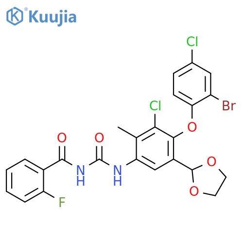 Benzamide,N-[[[4-(2-bromo-4-chlorophenoxy)-3-chloro-5-(1,3-dioxolan-2-yl)-2-methylphenyl]amino]carbonyl]-2-fluoro- structure
