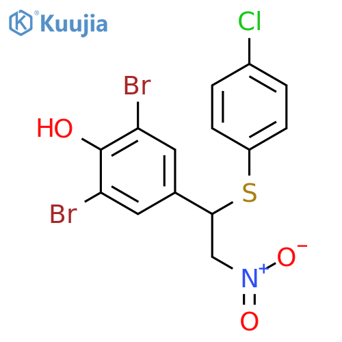 Phenol, 2,6-dibromo-4-[1-[(4-chlorophenyl)thio]-2-nitroethyl]- structure