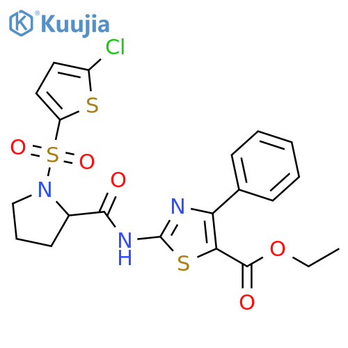 ethyl 2-{1-[(5-chlorothiophen-2-yl)sulfonyl]pyrrolidine-2-amido}-4-phenyl-1,3-thiazole-5-carboxylate structure