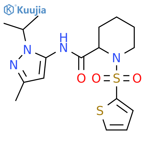 N-[3-methyl-1-(propan-2-yl)-1H-pyrazol-5-yl]-1-(thiophene-2-sulfonyl)piperidine-2-carboxamide structure