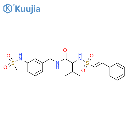 N-[(3-methanesulfonamidophenyl)methyl]-3-methyl-2-(2-phenylethenesulfonamido)butanamide structure