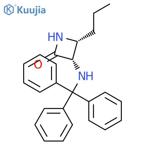 2-Azetidinone, 4-propyl-3-[(triphenylmethyl)amino]-, (3S-cis)- structure