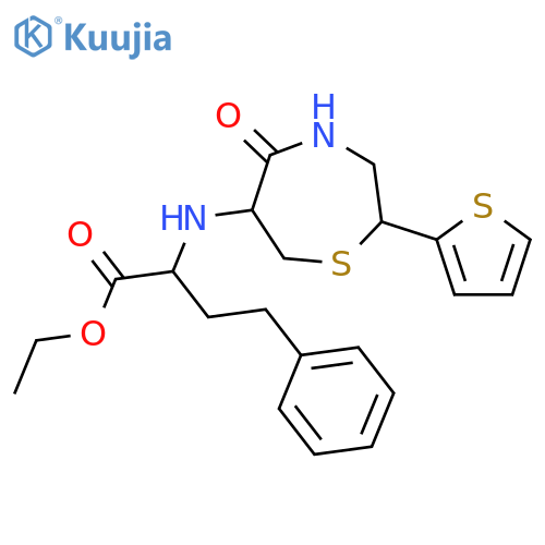 (S)-Ethyl 2-(((2S,6R)-5-oxo-2-(thiophen-2-yl)-1,4-thiazepan-6-yl)amino)-4-phenylbutanoate structure