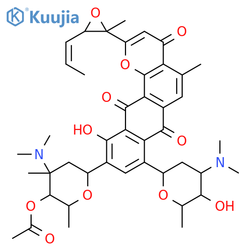 4H-Anthra[1,2-b]pyran-4,7,12-trione,10-[4-O-acetyl-2,3,6-trideoxy-3-(dimethylamino)-3-C-methyl-a-L-lyxo-hexopyranosyl]-11-hydroxy-5-methyl-2-[2-methyl-3-(1-propenyl)oxiranyl]-8-[2,3,6-trideoxy-3-(dimethylamino)-b-D-arabino-hexopyranosyl]- (9CI) structure