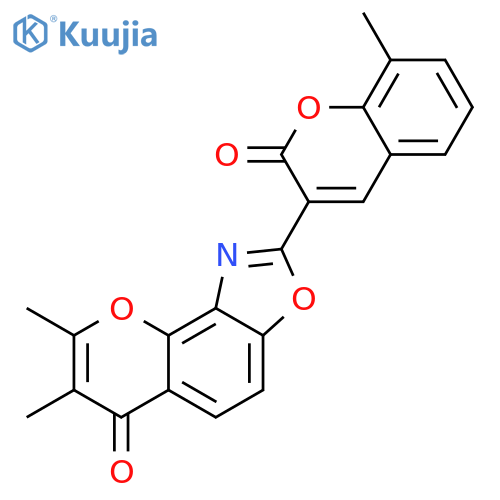 6H-Pyrano[2,3-e]benzoxazol-6-one,7,8-dimethyl-2-(8-methyl-2-oxo-2H-1-benzopyran-3-yl)- structure