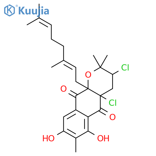 2H-Naphtho[2,3-b]pyran-5,10-dione,3,4a-dichloro-10a-(3,7-dimethyl-2,6-octadienyl)-3,4,4a,10a-tetrahydro-6,8-dihydroxy-2,2,7-trimethyl-(9CI) structure