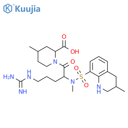2-Piperidinecarboxylic acid,1-[5-[(aminoiminomethyl)amino]-2-[methyl[(1,2,3,4-tetrahydro-3-methyl-8-quinolinyl)sulfonyl]amino]-1-oxopentyl]-4-methyl- structure