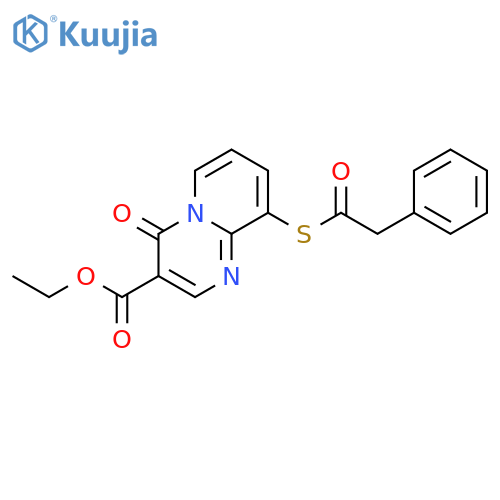 4H-Pyrido[1,2-a]pyrimidine-3-carboxylic acid, 4-oxo-9-[(phenylacetyl)thio]-, ethyl ester structure