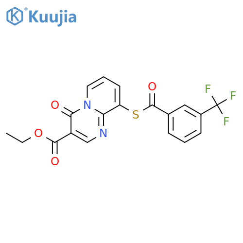 4H-Pyrido[1,2-a]pyrimidine-3-carboxylic acid, 4-oxo-9-[[3-(trifluoromethyl)benzoyl]thio]-, ethyl ester structure