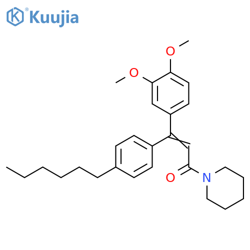 Piperidine,1-[3-(3,4-dimethoxyphenyl)-3-(4-hexylphenyl)-1-oxo-2-propenyl]- structure