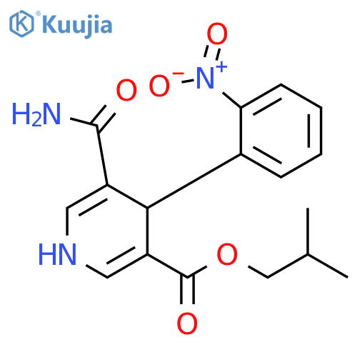 3-Pyridinecarboxylic acid,5-(aminocarbonyl)-1,4-dihydro-4-(2-nitrophenyl)-, 2-methylpropyl ester structure