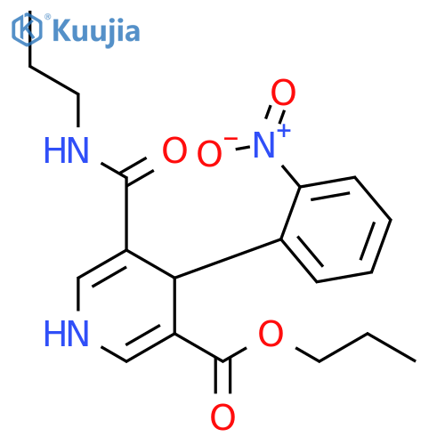 3-Pyridinecarboxylic acid,1,4-dihydro-4-(2-nitrophenyl)-5-[(propylamino)carbonyl]-, propyl ester structure