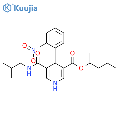 3-Pyridinecarboxylic acid, 1,4-dihydro-5-[[(2-methylpropyl)amino]carbonyl]-4-(2-nitrophenyl)-, 1-methylbutyl ester structure