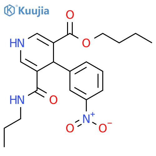 3-Pyridinecarboxylic acid,1,4-dihydro-4-(3-nitrophenyl)-5-[(propylamino)carbonyl]-, butyl ester structure