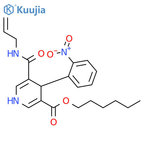 3-Pyridinecarboxylic acid,1,4-dihydro-4-(2-nitrophenyl)-5-[(2-propenylamino)carbonyl]-, hexylester structure