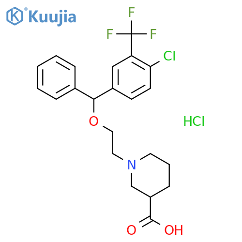 3-Piperidinecarboxylic acid,1-[2-[[4-chloro-3-(trifluoromethyl)phenyl]phenylmethoxy]ethyl]-,hydrochloride structure