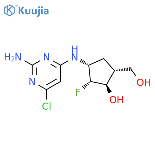 Cyclopentanemethanol, 4-[(2-amino-6-chloro-4-pyrimidinyl)amino]-3-fluoro-2-hydroxy-, (1R,2R,3R,4R)-rel- structure