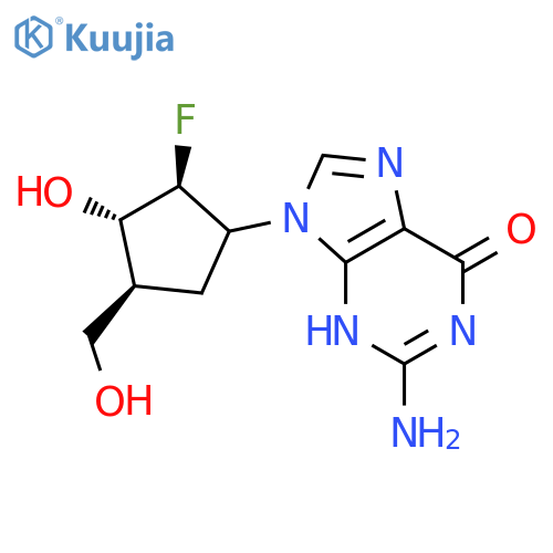 ((+/-)(1'α,2'α,3'β,4'α)-2-Amino-1,9-dihydro-9-2-fluoro-3-hydroxy-4-(hydroxymethyl)cyclopentyl-6H-purin-6-one structure