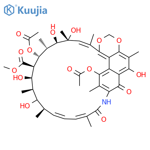 6,9-Metheno-9H-1,3-dioxino[4,5,6-uv][4]benzazacyclotricosine-20-carboxylicacid,7,21-bis(acetyloxy)-5,10,11,16,17,18,19,20,21,22,23,24-dodecahydro-17,19,23,24,27-pentahydroxy-4,8,12,16,18,22,24,26-octamethyl-5,11-dioxo-,methyl ester (9CI) structure