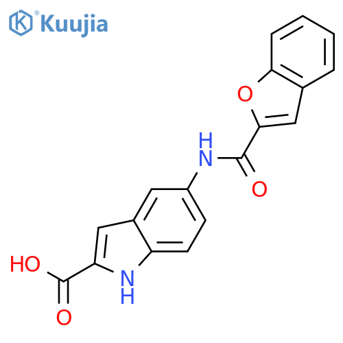 5-[(2-benzofuranylcarbonyl)amino]-1H-Indole-2-carboxylic acid structure