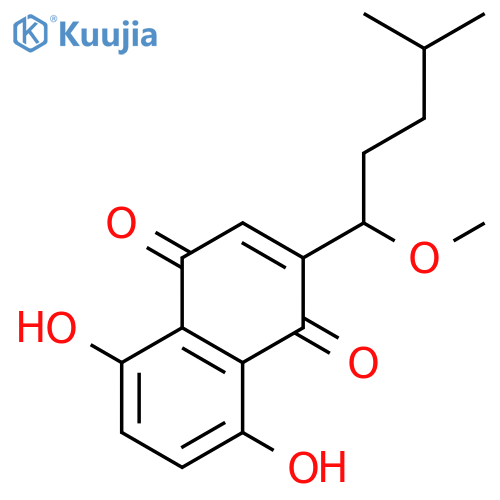 1,4-Naphthalenedione, 5,8-dihydroxy-2-(1-methoxy-4-methylpentyl)-, (±)- structure