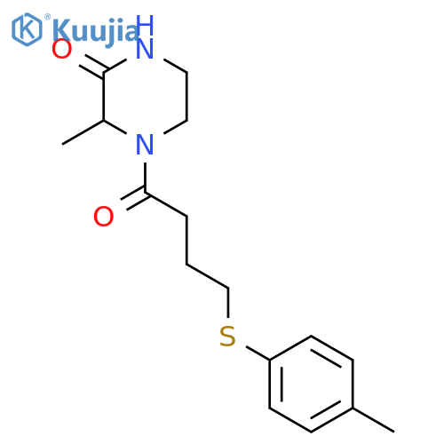 3-methyl-4-{4-(4-methylphenyl)sulfanylbutanoyl}piperazin-2-one structure