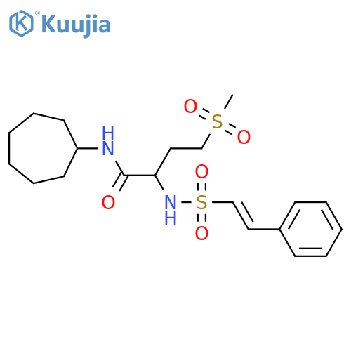 N-cycloheptyl-4-methanesulfonyl-2-(2-phenylethenesulfonamido)butanamide structure