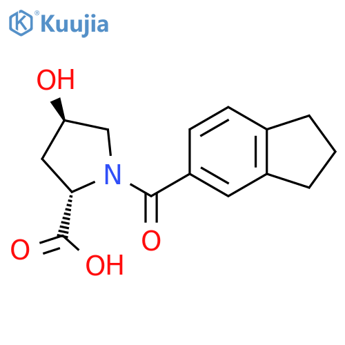 1-(2,3-dihydro-1H-indene-5-carbonyl)-4-hydroxypyrrolidine-2-carboxylic acid structure