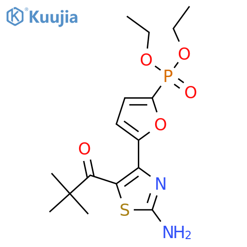 Diethyl 5-(2-amino-5-t-butylcarbonylthiazol-4-yl)furan-2-phosphonate structure
