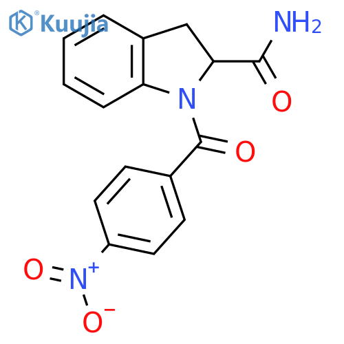 1-(4-nitrobenzoyl)-2,3-dihydro-1H-indole-2-carboxamide structure