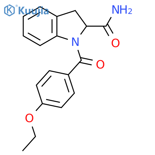 1-(4-ethoxybenzoyl)-2,3-dihydro-1H-indole-2-carboxamide structure