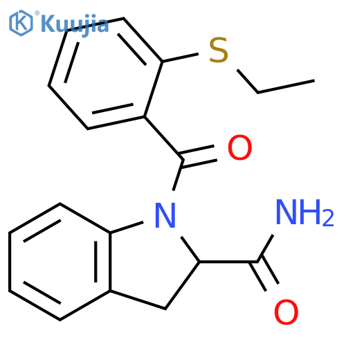 1-[2-(ethylsulfanyl)benzoyl]-2,3-dihydro-1H-indole-2-carboxamide structure