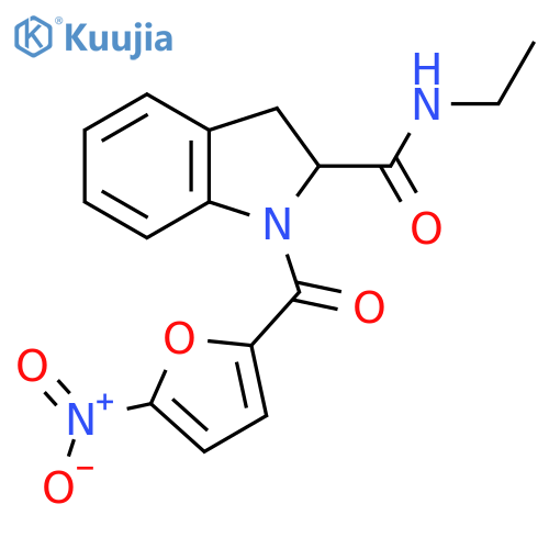 N-ethyl-1-(5-nitrofuran-2-carbonyl)-2,3-dihydro-1H-indole-2-carboxamide structure