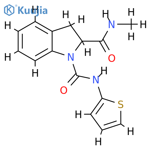 N2-methyl-N1-(thiophen-2-yl)-2,3-dihydro-1H-indole-1,2-dicarboxamide structure