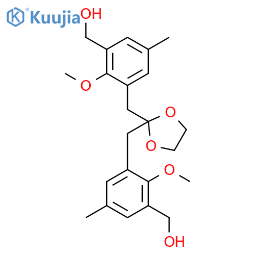 Benzenemethanol, 3,3'-[1,3-dioxolan-2-ylidenebis(methylene)]bis[2-methoxy-5-methyl- structure