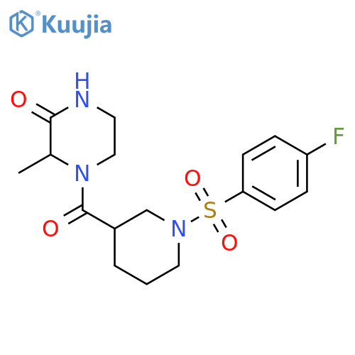 4-1-(4-fluorobenzenesulfonyl)piperidine-3-carbonyl-3-methylpiperazin-2-one structure