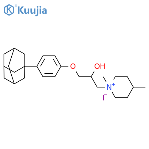 1-{3-[4-(adamantan-1-yl)phenoxy]-2-hydroxypropyl}-1,4-dimethylpiperidin-1-ium iodide structure
