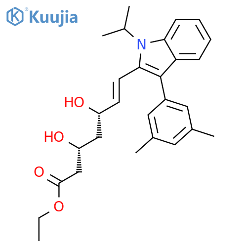 6-Heptenoic acid, 7-[3-(3,5-dimethylphenyl)-1-(1-methylethyl)-1H-indol-2-yl]-3,5-dihydroxy- , ethyl ester, (R*,S*)- structure
