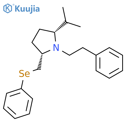 Pyrrolidine, 2-(1-methylethyl)-1-(2-phenylethyl)-5-[(phenylseleno)methyl]-, cis- structure
