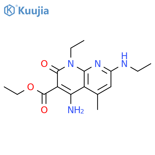 1,8-Naphthyridine-3-carboxylic acid, 4-amino-1-ethyl-7-(ethylamino)-1,2-dihydro-5-methyl-2-oxo-, ethyl ester structure