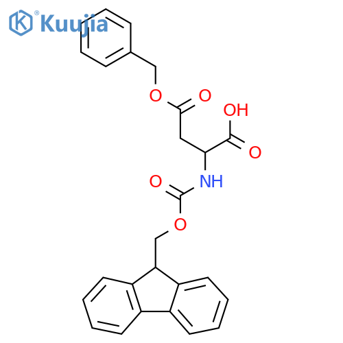 4-(benzyloxy)-2-({(9H-fluoren-9-yl)methoxycarbonyl}amino)-4-oxobutanoic acid structure
