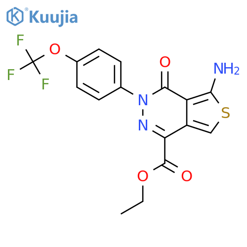 ethyl 5-amino-4-oxo-3-[4-(trifluoromethoxy)phenyl]-3H,4H-thieno[3,4-d]pyridazine-1-carboxylate structure