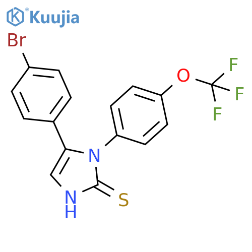 5-(4-bromophenyl)-1-[4-(trifluoromethoxy)phenyl]-2,3-dihydro-1H-imidazole-2-thione structure