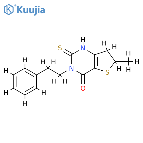 6-methyl-3-(2-phenylethyl)-2-sulfanyl-3H,4H,6H,7H-thieno[3,2-d]pyrimidin-4-one structure