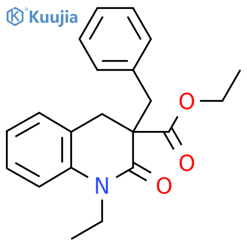 Ethyl 3-benzyl-1-ethyl-2-oxo-1,2,3,4-tetrahydro-3-quinolinecarboxylate structure