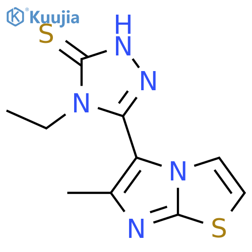 4-ethyl-5-{6-methylimidazo[2,1-b][1,3]thiazol-5-yl}-4H-1,2,4-triazole-3-thiol structure