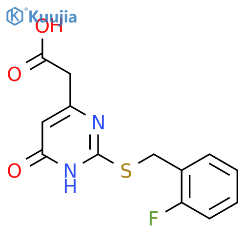 2-(2-{[(2-fluorophenyl)methyl]sulfanyl}-6-oxo-1,6-dihydropyrimidin-4-yl)acetic acid structure