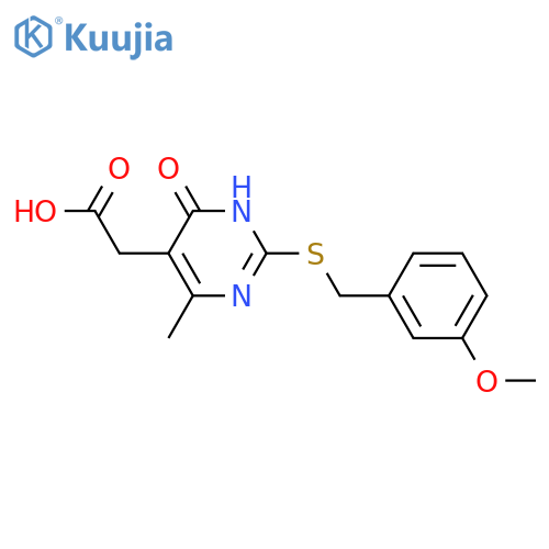2-(2-{[(3-methoxyphenyl)methyl]sulfanyl}-4-methyl-6-oxo-1,6-dihydropyrimidin-5-yl)acetic acid structure