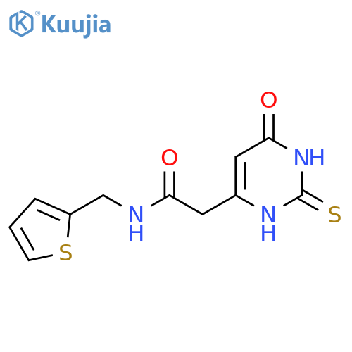 2-(2-mercapto-6-oxo-1,6-dihydropyrimidin-4-yl)-N-(2-thienylmethyl)acetamide structure