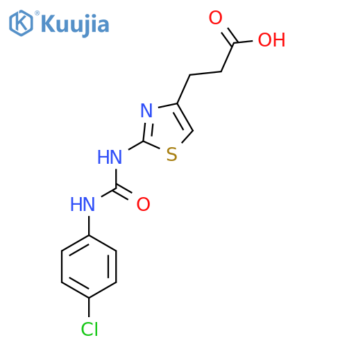 3-(2-{(4-chlorophenyl)carbamoylamino}-1,3-thiazol-4-yl)propanoic acid structure